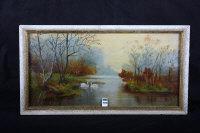 BRITISH SCHOOL,Swans on the Lake,Shapes Auctioneers & Valuers GB 2013-11-02