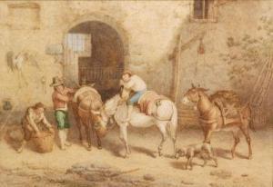 BRITISH SCHOOL,Travellers outside a stable,Fieldings Auctioneers Limited GB 2016-04-02