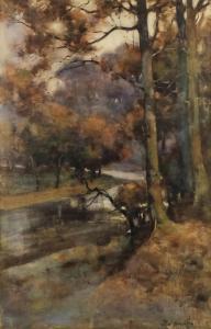 BRITISH SCHOOL,Trees beside a river,20th Century,Canterbury Auction GB 2018-04-10