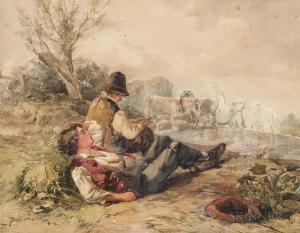 BRITISH SCHOOL,Two Boys at Rest in a Field,19th Century,Skinner US 2017-10-13