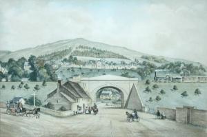 BRITISH SCHOOL,View of Bathford Bridge with a Great Western locom,Cheffins GB 2015-08-06