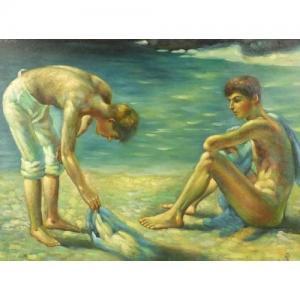 BRITISH SCHOOL,view of nude boys on the beach,Eastbourne GB 2016-07-16