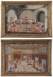 BRITISH SCHOOL,Views of a European Visiting a Safavid or Qajari Court,Brunk Auctions US 2014-05-17