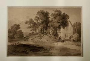 BRITISH SCHOOL (XVIII),Landscape with a cottage and staffage,18th-19th Century,Keys GB 2022-01-14