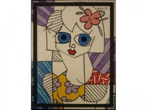 BRITTO Romero 1963,Bust-length portrait, blue-eyed girl,Ivey-Selkirk Auctioneers US 2007-11-10