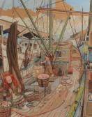 BRITTON Amos,Dockside Scene with Fishermen and the Day's Catch,Burchard US 2015-09-20