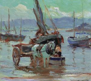 BRITTON Harry 1878-1958,Landing Fish, St. Ives,1917,Levis CA 2023-04-23