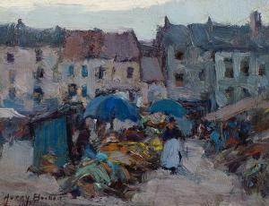 BRITTON Harry 1878-1958,Scene in a French Village,Heffel CA 2023-11-30