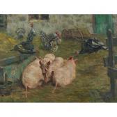 BRITTON Henrietta Hancock 1873-1963,PIGS AND TURKEYS IN A FARMYARD,Joyner CA 2007-05-29