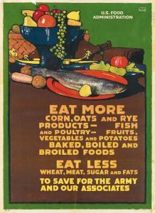 BRITTON L.N 1858-1934,U.S. FOOD ADMINISTRATION / EAT MORE / EAT LESS,1917,Swann Galleries 2017-08-02