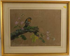 BRITTON Richard 1900,Robin on a branch,Serrell Philip GB 2022-01-27