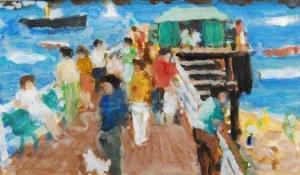 BROADBENT A,figures at the end of a pier,Fieldings Auctioneers Limited GB 2011-11-26