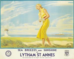 BROADHEAD WILLIAM SMITHSON 1888-1960,SEA BREEZES AND SUNSHINE AT LYTHAM ST. AN,1930,Swann Galleries 2018-10-25