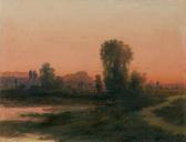 BROCHOCKI Walery 1847-1923,SUNSET LANDSCAPE,Agra-Art PL 2016-12-11
