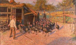 BROCK Richard Henry 1871-1943,Penning the Turkeys,1901,Tennant's GB 2024-03-16