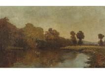 BROCKMAN Charles Henry Drake 1871-1904,Landscape with river,Mainichi Auction JP 2018-04-14