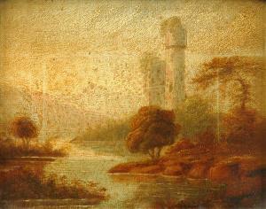 BRODERIN 1800-1800,A river landscapewith castle ruins,Dreweatt-Neate GB 2008-10-08