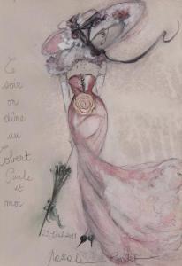 BRODET Pascale,Jeune femme en robe rose et capeline,2011,Rieunier FR 2017-10-23