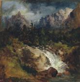 BRODSZKY Sandor 1819-1901,Waterfall in the Mountains,Kieselbach HU 2007-05-11