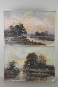 BROERMAN Eugène 1860-1932,Paysages champêtres animés,Rops BE 2016-12-18