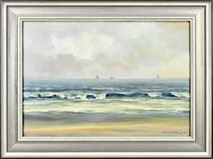 BROERSE Kees 1900-1972,Seascape with surf and ships,1943,Twents Veilinghuis NL 2024-01-11