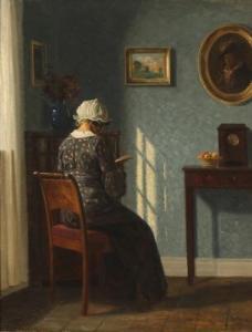 BROGER Alfred 1922-2011,A woman reading in the light from the window,1925,Bruun Rasmussen 2017-04-24