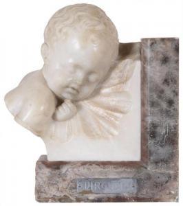 Brogi Giovanni 1853-1919,'Virgulto' Child's head in alabaster,Bernaerts BE 2009-09-21