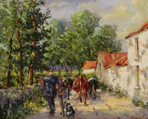 BROHAN James 1952,MAN WITH CATTLE IN A COUNTRY LANE,Whyte's IE 2015-09-28