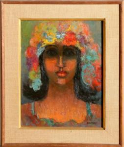 BROMBERG Miriam,Portrait with Flower Hat,1970,Ro Gallery US 2024-03-23