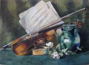 BROMEL Carl 1891,Still-Life with Violin,Rachel Davis US 2009-03-21