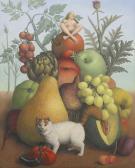 BROMFIELD Fred 1900-1900,FANTASTICAL COMPOSITION WITH NUDE AND FRUIT AND VE,1978,Sworders 2020-06-10