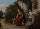 BROMLEY William I 1769-1842,Mother and child outside a cottage door,Gilding's GB 2020-09-22