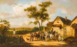 BRONQUART Jean Baptiste Adolphe 1815,Departing Soldiers on Ho,1850,Rowley Fine Art Auctioneers 2018-06-05