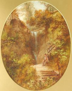 BRONTë Patrick Branwell,Woodland waterfall with seated figure,Golding Young & Mawer 2016-01-27