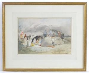 BROOKE Edward Adveno 1821-1910,The Gypsy Encampment, Figures in a landscap,1851,Claydon Auctioneers 2021-02-18