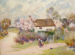 BROOKE Percy 1894-1916,County Cottage scene with figures,1906,Silverwoods GB 2016-04-28
