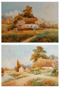 BROOKE Stewart,cottage scenes in summer, 
withfigures, 
ducks and,Lacy Scott & Knight GB 2011-06-11