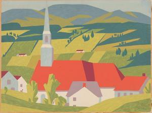 BROOKER Bertram Richard 1888-1955,Church Village (Laurentian Village),1945-48,Heffel CA 2022-06-29
