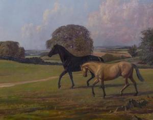 BROOKES Lionel,Two horses in the Welland Valley,Gilding's GB 2017-03-28