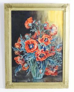 BROOM Marion L.,A still life study with poppies in a glass vase,Claydon Auctioneers 2023-12-30