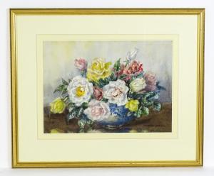 BROOM Marion L. 1878-1962,A still life study with roses in a vase,Claydon Auctioneers UK 2023-12-30