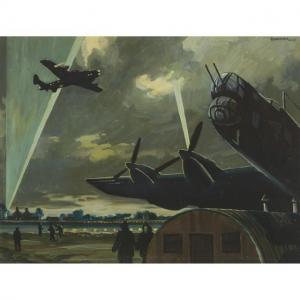 BROOMFIELD Adolphus George 1906-1992,HALIFAX BOMBERS RETURN TO TOP CLIFFE AIRFIELD AFT,Waddington's 2021-12-09