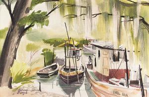 BROUGH Richard 1920-1996,Backyard Boat Dock,Neal Auction Company US 2002-10-12