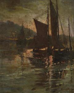 BROUGH Robert 1872-1905,Harbour by moonlight,Bonhams GB 2011-08-18