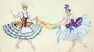 BROUNI Tatiana 1902-2001,Projet de costume (« Cendrillon » au théâtre Kirov).,Tajan FR 2007-06-21