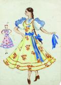 BROUNI Tatiana 1902-2001,Projet de costume (robe jaune, robe rose).,Tajan FR 2007-06-21