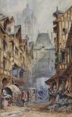BROUTTA Jacques 1849-1913,Belebte französische Altstadt mit Fachwerkhäuse,1874,Auktionshaus Quentin 2011-10-22