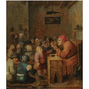 BROUWER Adriaen 1605-1638,A SCHOOLROOM INTERIOR WITH CHILDREN GATHERED AROUN,Sotheby's GB 2008-05-07