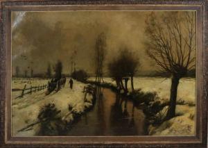 BROUWER Berend,Dutch winter scene with ditch, horse cart and figu,Twents Veilinghuis 2020-10-22