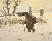 Brouwers Q.D 1900-1900,A Winter Scene, with a Man Trudging through the Sn,John Nicholson 2018-12-19